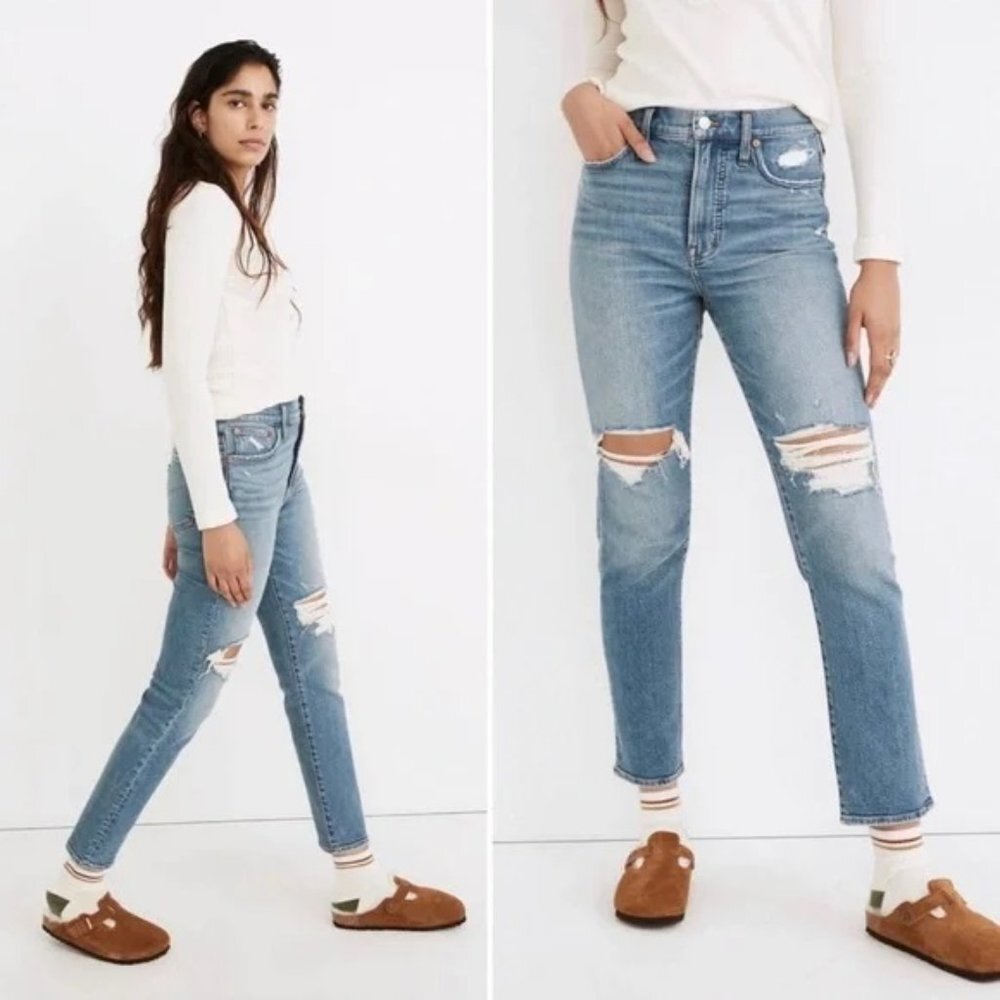 Madewell The Perfect Vintage Jean in Denman Wash High Rise Straight Leg Size 23